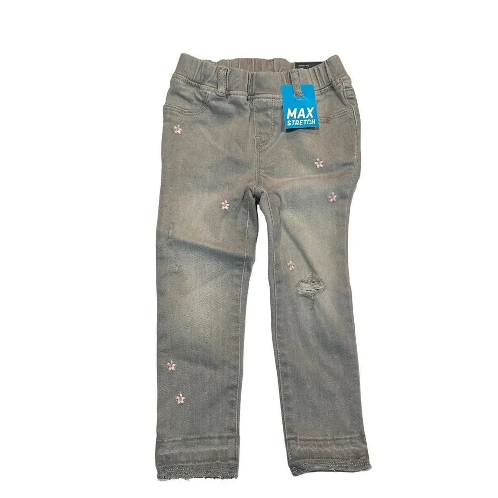 NWT GAP Toddler Girls High Stretch Jegging Jeans Sz 5T Gray Floral #521344
